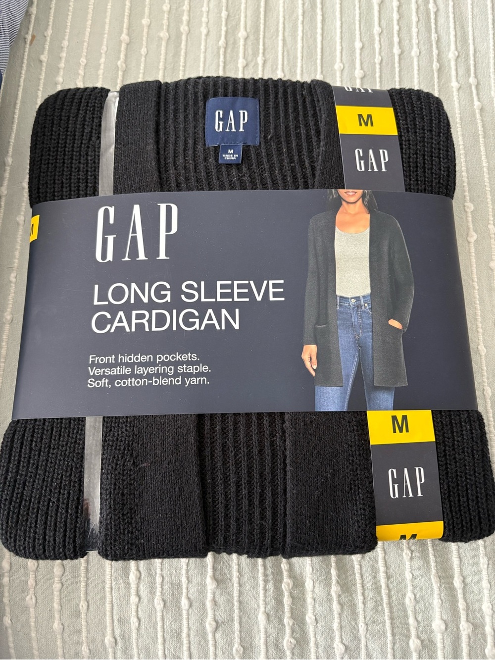 GAP Black Ribbed Long Sleeve Cardigan